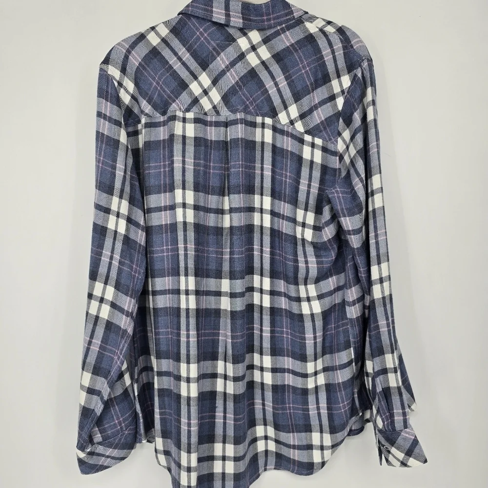 Rails blue pink plaid button down long sleeve shirt size Large - Picture 2 of 6